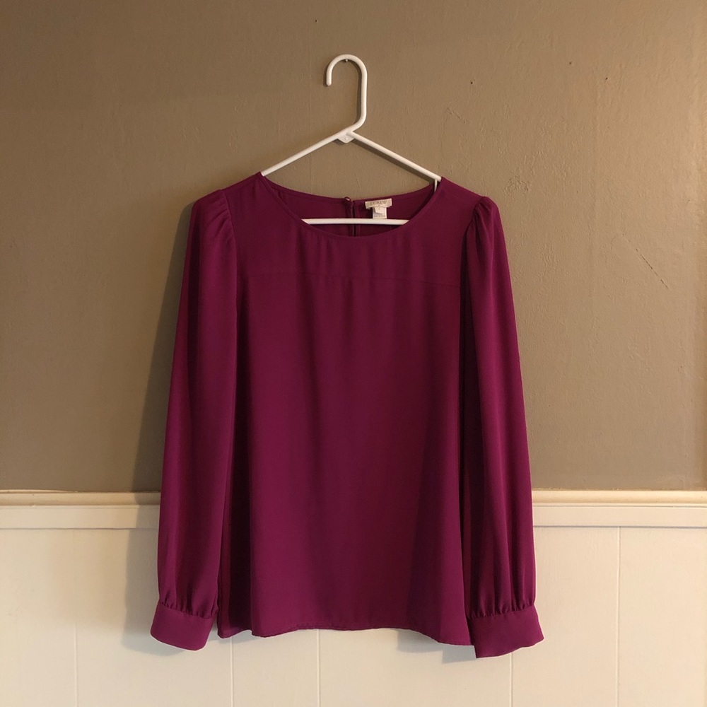J. Crew flowy magenta long sleeve blouse small NWT
